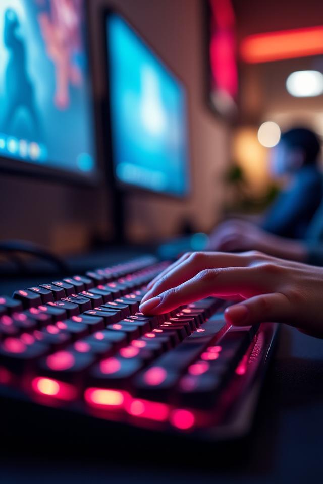 プレイヤーが集中してゲームをしているPixel Hearth Cafeのモダンな内装